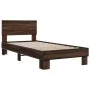 Engineered wood bed frame oak brown metal 100x200 cm by vidaXL, Beds and slatted bases - Ref: Foro24-845806, Price: 77,22 €, ...