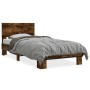 Bettgestell aus Holzwerkstoff und Metall, Raucheiche, 100 x 200 cm von vidaXL, Betten und Lattenroste - Ref: Foro24-845804, P...