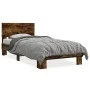 Bettgestell aus Holzwerkstoff, Metall, geräucherte Eiche, 90 x 190 cm von vidaXL, Betten und Lattenroste - Ref: Foro24-845819...