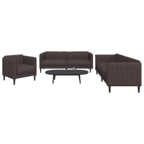 Juego de sofás 3 piezas tela marrón oscuro de vidaXL, Sofás - Ref: Foro24-3209232, Precio: 712,56 €, Descuento: %