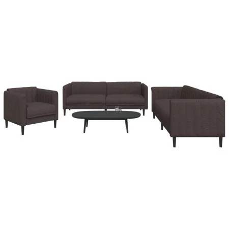 Juego de sofás 3 piezas tela marrón oscuro by vidaXL, Sofas - Ref: Foro24-3209232, Price: 701,68 €, Discount: %