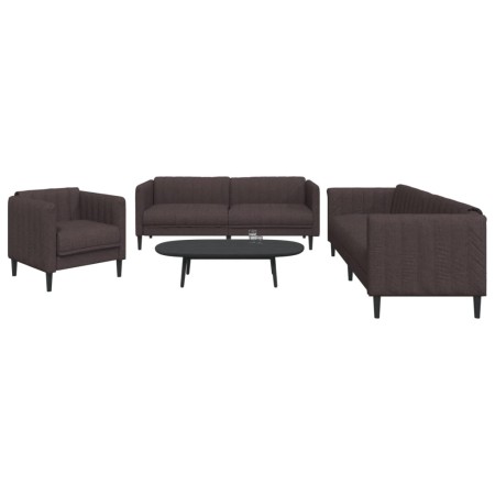 Juego de sofás 3 piezas tela marrón oscuro by vidaXL, Sofas - Ref: Foro24-3209232, Price: 712,56 €, Discount: %