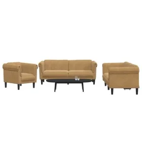 Dreiteiliges Samtsofa-Set in Braun. von vidaXL, Sofas - Ref: Foro24-3209218, Preis: 817,36 €, Rabatt: %