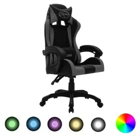 Gaming-Stuhl mit RGB-LED-Lichtern aus grauem und schwarzem Kunstleder von vidaXL, Bürostühle - Ref: Foro24-288000, Preis: 174...