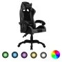 Silla gaming con luces LED RGB cuero sintético gris y negro de vidaXL, Sillas de oficina - Ref: Foro24-288000, Precio: 174,77...