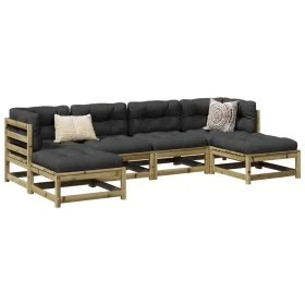 Juego de sofás jardín 6 pzas con cojines madera pino impregnada by vidaXL, Garden sets - Ref: Foro24-3295821, Price: 534,99 €...