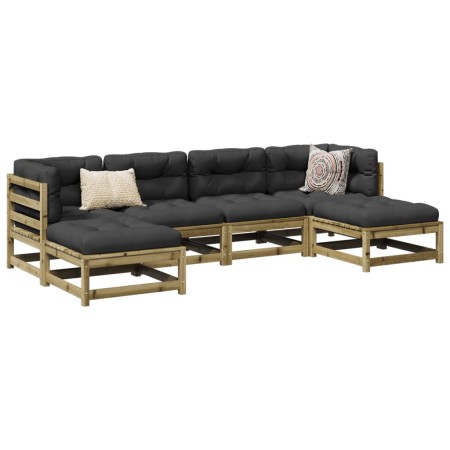 Juego de sofás jardín 6 pzas con cojines madera pino impregnada by vidaXL, Garden sets - Ref: Foro24-3295821, Price: 544,22 €...