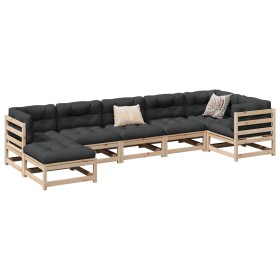 Gartensofa-Set, 7-teilig, mit massiven Kiefernholzrahmen und Kissen. von vidaXL, Gartensets - Ref: Foro24-3299545, Preis: 681...