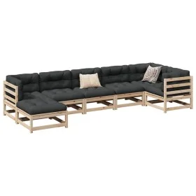 Set de sofás jardín 7 pzas con cojines madera maciza pino by vidaXL, Garden sets - Ref: Foro24-3299545, Price: 674,07 €, Disc...