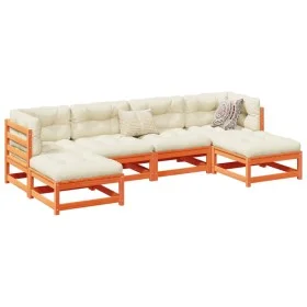 Gartensitzgruppe 6-teilig Massivholz Kiefer braun gewachst von vidaXL, Gartensets - Ref: Foro24-3299564, Preis: 368,13 €, Rab...