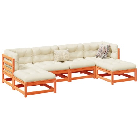 Juego de sofás de jardín 6 pzas madera maciza pino marrón cera by vidaXL, Garden sets - Ref: Foro24-3299564, Price: 372,92 €,...