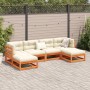 Juego de sofás de jardín 6 pzas madera maciza pino marrón cera by vidaXL, Garden sets - Ref: Foro24-3299564, Price: 372,92 €,...
