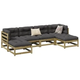 Juego de sofás jardín 6 pzas con cojines madera pino impregnada by vidaXL, Garden sets - Ref: Foro24-3299570, Price: 556,56 €...