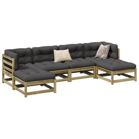 Juego de sofás jardín 6 pzas con cojines madera pino impregnada by vidaXL, Garden sets - Ref: Foro24-3299570, Price: 556,56 €...