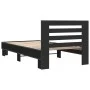 Engineered wood and black metal bed frame 100x200 cm by vidaXL, Beds and slatted bases - Ref: Foro24-845647, Price: 105,66 €,...