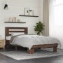 Bettgestell aus Holzwerkstoff, Eiche, braunes Metall, 100 x 200 cm von vidaXL, Betten und Lattenroste - Ref: Foro24-845651, P...
