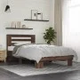 Estructura cama madera ingeniería metal marrón roble 100x200 cm de vidaXL, Camas y somieres - Ref: Foro24-845651, Precio: 106...