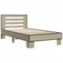 Sonoma oak metal engineered wood bed frame 75x190 cm by vidaXL, Beds and slatted bases - Ref: Foro24-845658, Price: 87,01 €, ...