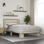 Estructura cama madera ingeniería metal roble Sonoma 75x190 cm de vidaXL, Camas y somieres - Ref: Foro24-845658, Precio: 88,1...
