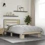 Sonoma oak metal engineered wood bed frame 75x190 cm by vidaXL, Beds and slatted bases - Ref: Foro24-845658, Price: 87,01 €, ...