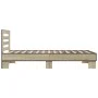 Sonoma oak metal engineered wood bed frame 75x190 cm by vidaXL, Beds and slatted bases - Ref: Foro24-845658, Price: 87,01 €, ...