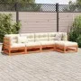 Juego de sofás de jardín 5 pzas madera maciza pino marrón cera by vidaXL, Garden sets - Ref: Foro24-3299386, Price: 296,47 €,...