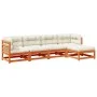 Set de sofás jardín 5 pzas con cojines madera pino marrón cera by vidaXL, Garden sets - Ref: Foro24-3299390, Price: 538,62 €,...