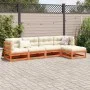 Set de sofás jardín 5 pzas con cojines madera pino marrón cera by vidaXL, Garden sets - Ref: Foro24-3299390, Price: 538,62 €,...