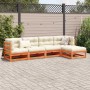 Set de sofás jardín 5 pzas con cojines madera pino marrón cera by vidaXL, Garden sets - Ref: Foro24-3299390, Price: 547,13 €,...