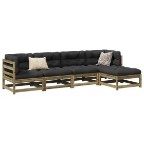 Set de sofás jardín 5 pzas con cojines madera pino impregnada by vidaXL, Garden sets - Ref: Foro24-3299392, Price: 465,47 €, ...