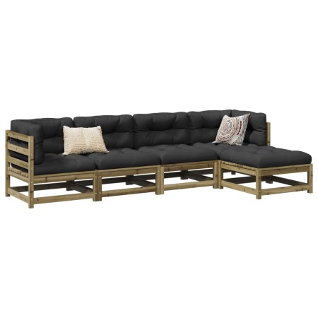 Set de sofás jardín 5 pzas con cojines madera pino impregnada by vidaXL, Garden sets - Ref: Foro24-3299392, Price: 473,85 €, ...