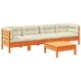 Gartensofa-Set, 5-teilig, mit Kissen, aus braun gewachstem Kiefernholz. von vidaXL, Gartensets - Ref: Foro24-3299283, Preis: ...