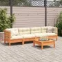 Gartensofa-Set, 5-teilig, mit Kissen, aus braun gewachstem Kiefernholz. von vidaXL, Gartensets - Ref: Foro24-3299283, Preis: ...