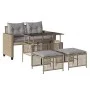 Sofagarnitur für den Garten, 4-teilig, mit Kissen, aus synthetischem Rattan, beigeem Glasplatte. von vidaXL, Modulare Sofas f...