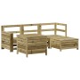 Juego de sofás de jardín 5 piezas madera de pino impregnada