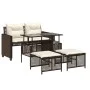 Set sofás jardín 4 pzas y cojines ratán sintético vidrio marrón by vidaXL, Modular outdoor sofas - Ref: Foro24-368135, Price:...