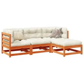 Juego de sofás de jardín 4 pzas madera maciza pino marrón cera by vidaXL, Garden sets - Ref: Foro24-3299378, Price: 238,13 €,...