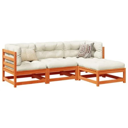 Gartensitzgruppe 4-teilig Massivholz Kiefer braun gewachst von vidaXL, Gartensets - Ref: Foro24-3299378, Preis: 238,13 €, Rab...