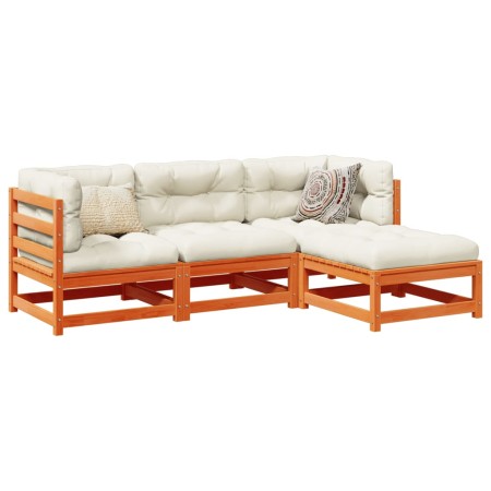 Juego de sofás de jardín 4 pzas madera maciza pino marrón cera by vidaXL, Garden sets - Ref: Foro24-3299378, Price: 249,96 €,...