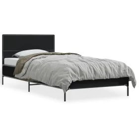 Black engineered wood and metal bed frame 90x190 cm by vidaXL, Beds and slatted bases - Ref: Foro24-845562, Price: 71,79 €, D...