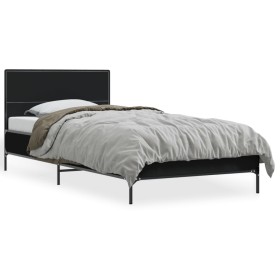 Estructura de cama madera de ingeniería y metal negra 90x190 cm de vidaXL, Camas y somieres - Ref: Foro24-845562, Precio: 80,...