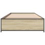 Estructura cama madera ingeniería metal roble Sonoma 90x190 cm de vidaXL, Camas y somieres - Ref: Foro24-845117, Precio: 69,72 €
