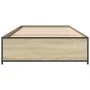 Sonoma oak metal engineered wood bed frame 90x190 cm by vidaXL, Beds and slatted bases - Ref: Foro24-845117, Price: 69,48 €, ...