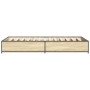 Estructura cama madera ingeniería metal roble Sonoma 90x190 cm de vidaXL, Camas y somieres - Ref: Foro24-845117, Precio: 69,72 €