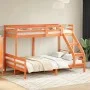 Solid wax brown pine wood bunk bed 80x200/140x200 cm by vidaXL, Beds and slatted bases - Ref: Foro24-3207184, Price: 358,41 €...