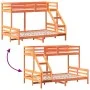 Solid wax brown pine wood bunk bed 80x200/140x200 cm by vidaXL, Beds and slatted bases - Ref: Foro24-3207184, Price: 358,41 €...