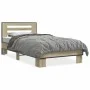 Sonoma oak metal engineered wood bed frame 90x190 cm by vidaXL, Beds and slatted bases - Ref: Foro24-846085, Price: 96,85 €, ...
