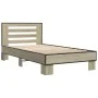 Sonoma oak metal engineered wood bed frame 90x190 cm by vidaXL, Beds and slatted bases - Ref: Foro24-846085, Price: 96,85 €, ...