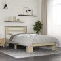 Estructura cama madera ingeniería metal roble Sonoma 90x190 cm de vidaXL, Camas y somieres - Ref: Foro24-846085, Precio: 98,03 €