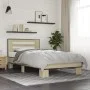 Sonoma oak metal engineered wood bed frame 90x190 cm by vidaXL, Beds and slatted bases - Ref: Foro24-846085, Price: 96,85 €, ...
